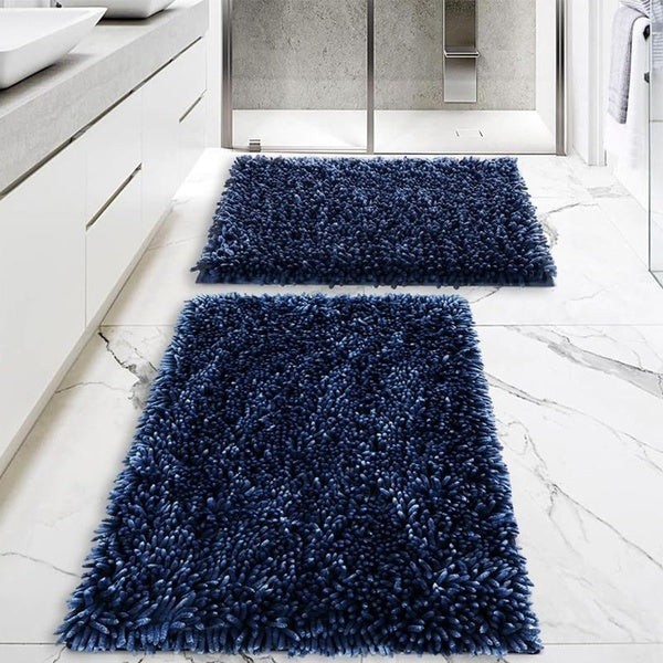 Luxury Extra Thick Gradient Bath Rugs Sets 2 Piece, Shaggy Fluffy Chenille Absorbent Floor Mat Non-Slip Absorbent Shower Room Area Mats Machine washa