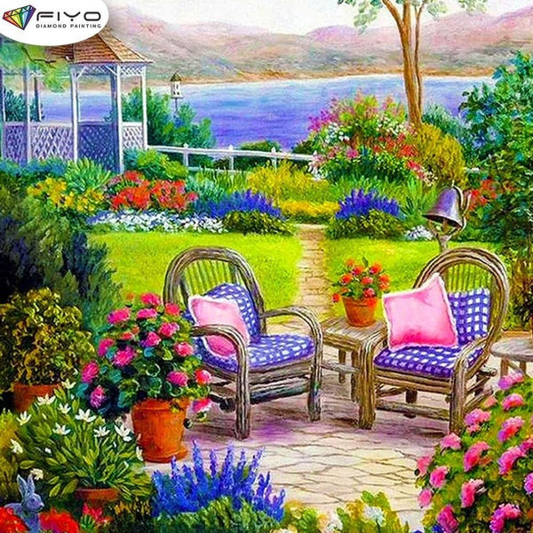 FIYO Garden DIY 5D Diamond Painting Full Drill with Number Kits Home and Kitchen Fashion Mosaic Diamond Painting Canvas Wall Decoration Gift Crafts f