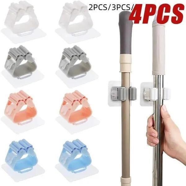 4pcs-3pcs-2pcs New Multifunctional Traceless Mop Broom Organizer Holder Self Adhesive Mop Holder Wall Mounted Mop Hanger Hook Garden Tool Organizer R