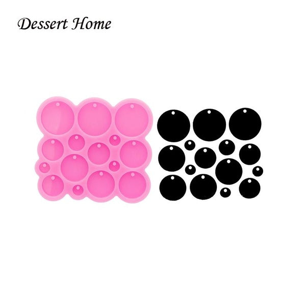 DY1303 Shiny 1-1.5-2-2.5-3CM Circle Silicone Keychain Molds DIY Casting Jewelry Epoxy Resin Round Molds, Polymer Clay Chocolate Fondant Cake Mold