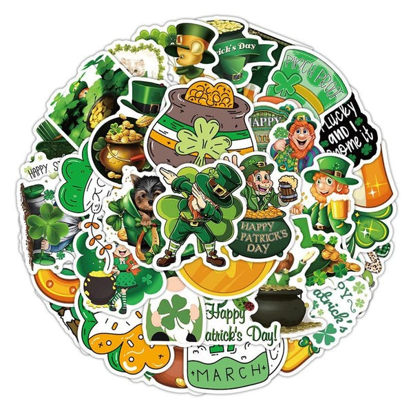 10-50-100PCS St. Patrick's Day Vinyl Stickers Water Bottle Laptop Mobile Phone Skateboard Kids Adult Stickers