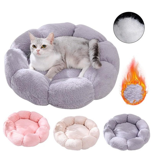 1pc Round Dog Bed, Soft Plush Round Pet Bed For Cats Or Small Dogs Anti Anxiety Round Fluffy Plush Faux Fur Dog Bed Autumn Winter Indoor Snooze Sleep