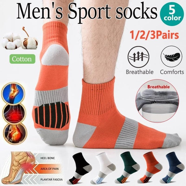 1-2-3 Pair Of Men's Mid Crew Sport Socks, Sweat-absorbing Comfy Breathable Socks For Men's Basketball Training, Running Outdoor Activities