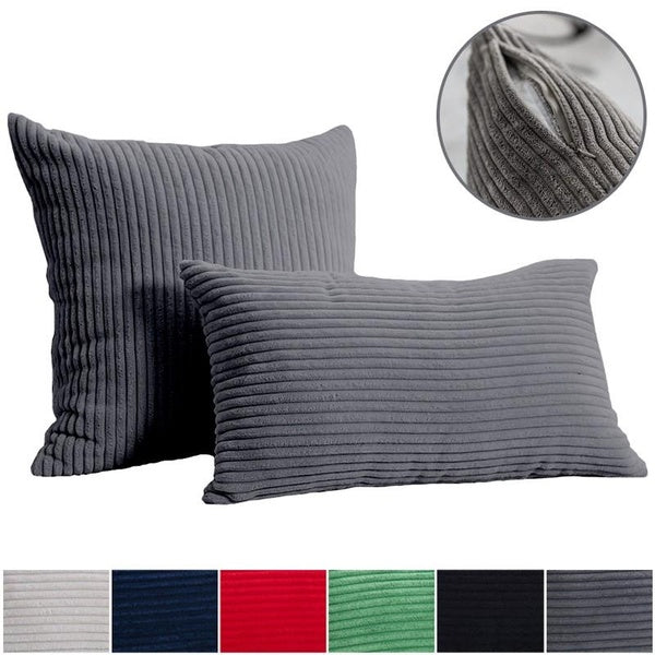 1pc Corduroy Decorative Pillow Covers Soft Striped Square Throw Pillow Cases Sofa Cushion Cover For Bedroom Living Room Car(18×18inch-12×20inch)