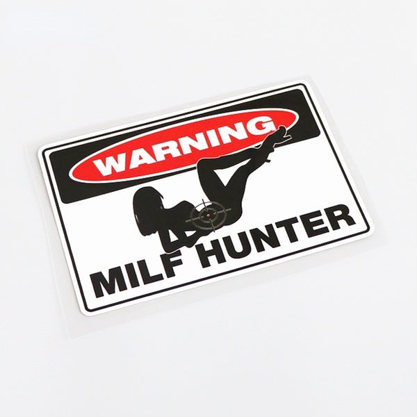 13.7CM*9CM Fashion WARNING MILF HUNTER Car Sticker Decal PVC