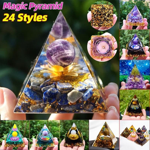 24 Styles Magic Orgonite Pyramid Amethyst Art Crystal Sphere Quartz Natural Cristal Stone Orgone Energy Healing Reiki Yoga Meditation Tool Home Decor