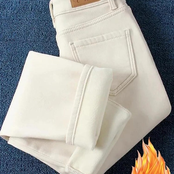 Classic Plus Velvet High Waist Straight Pants Woman Autumn Winter Warm Ankle-length Women Pants All-match Streetwear Women Jeans