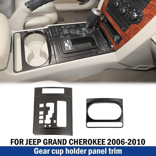 Gear Shift Panel Cover Trim Cup Holder Panel Decor Protector Frame Bezel for Jeep Grand Cherokee,Grand Commander 2006-2010