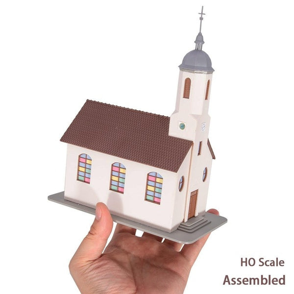 HO Scale 1:87 Miniature European Church Assembled Model Building Toys For Making Railway Scene Layout Architecture Diorama Kits