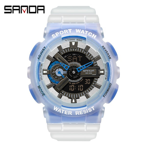 SANDA Sport Quartz hommes montres lumineux mode personnalité électronique hommes montre boîtier Fluorescent 30M chronographe étanche