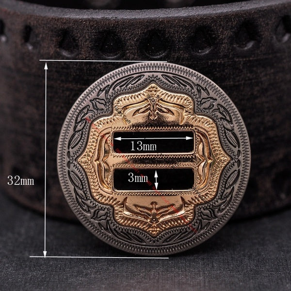5 PCS DIY Or Argent Fendu Bouton En Cuir Artisanat Selle Ceinture Western Cowboy Chapeau Bride Accessoires Décor Fente Concho