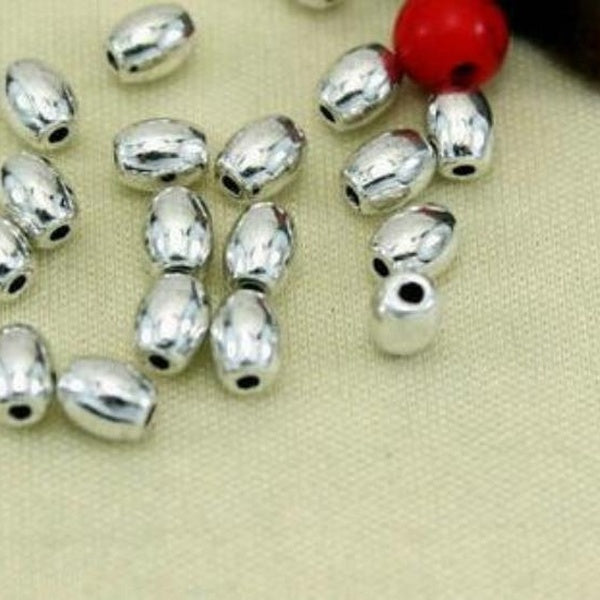 4 * 5mm 20pcs - lot perles de baril brillantes perles plates en alliage d'argent tibétain pour la fabrication de bijoux bijoux à bricoler soi-même ac