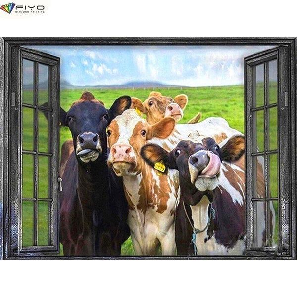 Cow DIY 5D Diamond Painting Full Drill with Number Kits Home and Kitchen Fashion Cross Stitch Embroidery Paintings Canvas Pictures Wall Decoration Gi