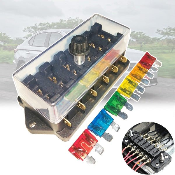 12V 32V Plastic Cover ATC ATO Fuse Box Holder Block 6 Ways Blade For Car Boat Marine Motorhome RV Trailer SUV Truck Universal