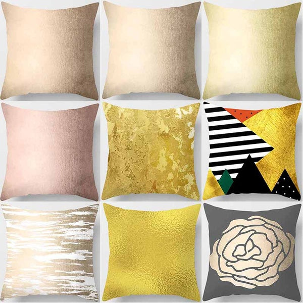 Gold-plated printed square pillowcase, used for home decoration, car sofa cushion cover(45cm * 45cm)