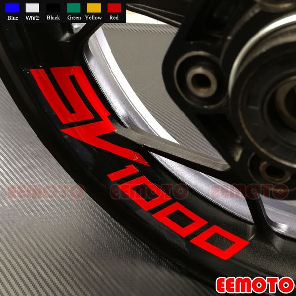 8 X Custom Iner Rims Decals Wheels Reflective Stickers Stripes Waterproof Motorcycle For Suzuki SV1000 SV 1000