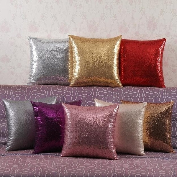 home Solid Color Glitter Sequins Throw Pillow Case Cafe Home Decor Cushion Covers