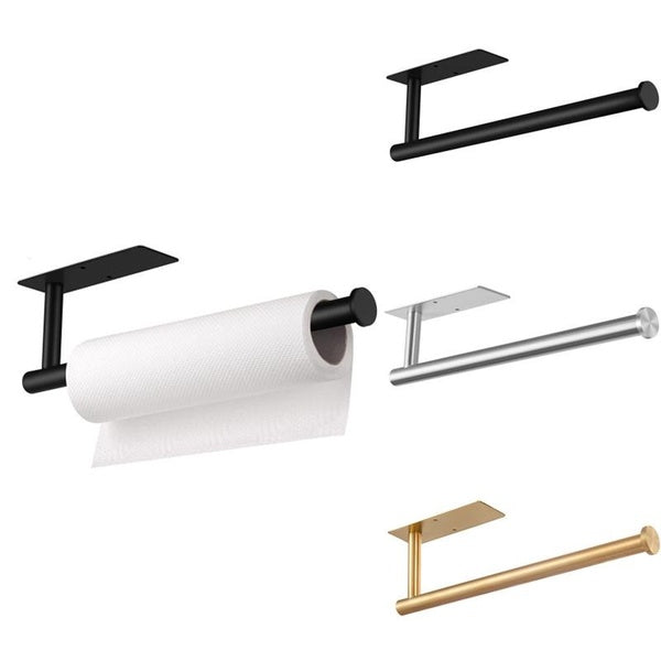 Kitchen Tissue Shelf Punch-Free SUS 304 Paper Towel Holder Under Cabinet Roll Paper Holder Fresh Film Tin Foil Holder Accessory