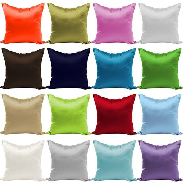 Ice Silk Pillowcase Smooth Silk Satin Pillowcase 45 Cm Pure Color Square Pillowcase Home Decoration Pillowcase Sofa Cushion Cover Car Cushion Cover C