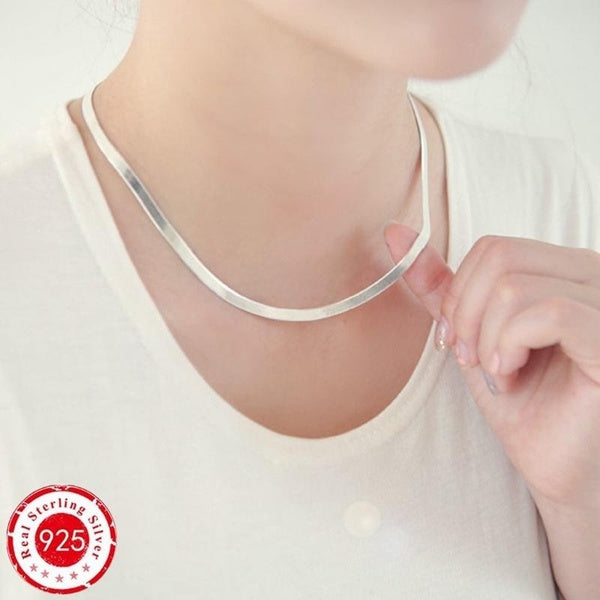 925 Sterling Silver 4MM Chain Necklace for Women Luxury Couple Fine Jewelry Blade Chain Wedding Gift Choker Clavicle Necklace