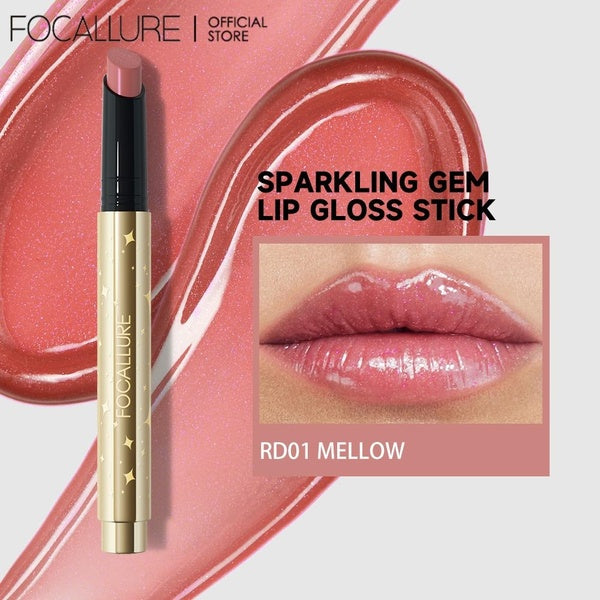 FOCALLURE Pearlescent Shiny Lip Balm Pen Moisturizing Long Lasting Glitter Lip Plumper Stick Sparkling Shimmer Lipstick Makeup Cosmetics