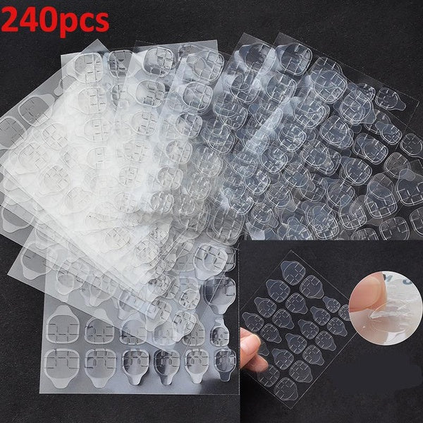 120-240 Pieces Double Sided Fake Nail Art Tape Stickers DIY Tips Fake Nails Acrylic Nail Art Gel Nail Stickers Makeup Tools