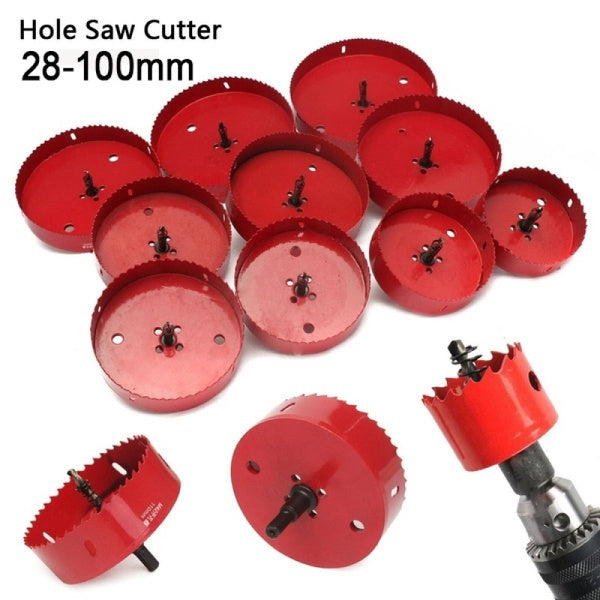 28mm-100mm Bi Metal M42 HSS Hole Saw Cutter Drill Bit For Aluminum Iron Pipe (Color: Red) []