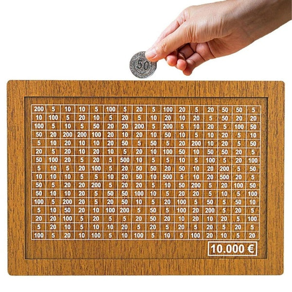 Tirelire en bois avec compteur, tirelire rétro pour pièces de monnaie, 1000 à 10000 €