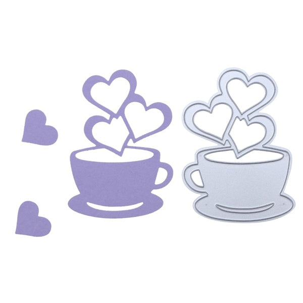 DIY Love Heart Coffee Cup Metal Cutting Dies Birthday gift for DIY Scrapbooking Album Paper Cards Decorative Craft Embossing Die cut