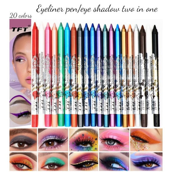 Dual-use Eyeliner and Eye Shadow Pen for Sweat-proof Makeup-Glittery Eyeliner and Shimmering Eye Shadow for Bold Looks