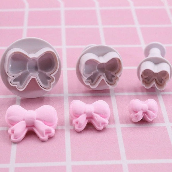 3pcs-set Bow Shape Plastic Cookie Cutter Biscuit Fondant Chocolate Mold Cake Pastry Decoration Kitchen Baking Tools