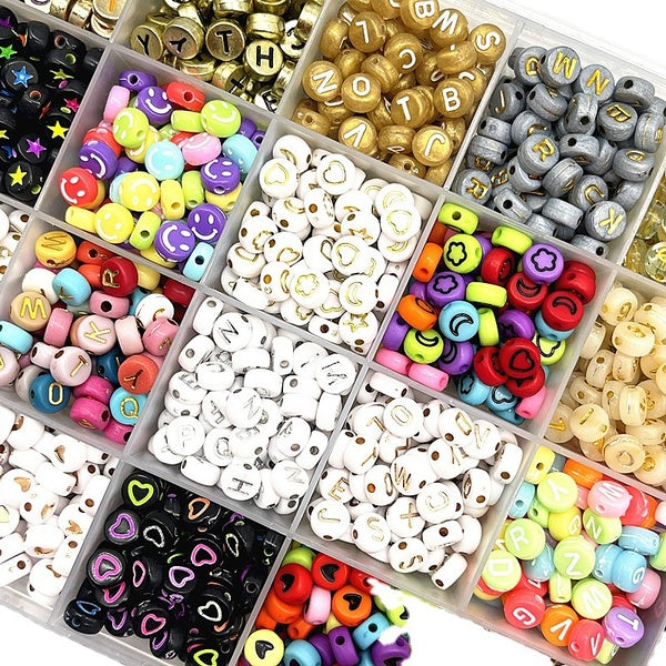 New 200pcs 7x4mm Mixed Alphabet Letter Beads Charms Beads for Making Jewelry Diy Handmade Bracelets Accessories