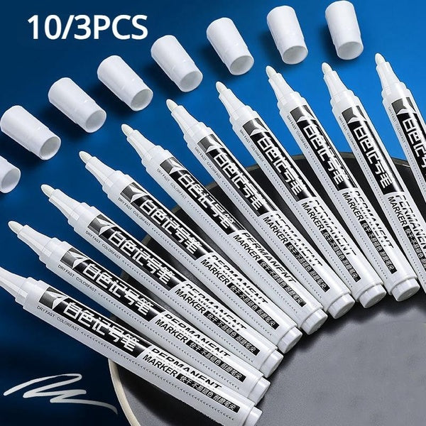 10-3pcs Permanent Markers Pens Waterproof Tire Painting Graffiti Environmental Oily White Gel Pen Notebook Drawing Supplie
