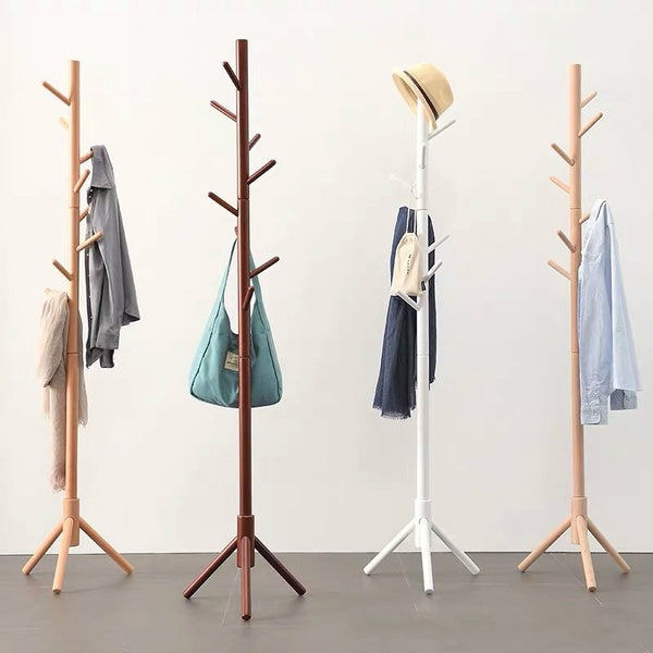 Nordic style Hooks Modern Cloth Coat Racks, Floor Standing Hall Furniture, Simple Wooden Floor Clothes Rack, Bedroom Living Room