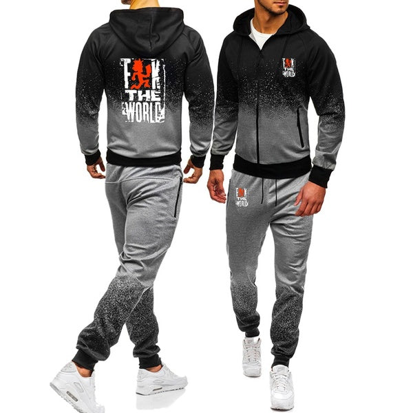 2pcs Insane Clown Posse OF The World Hatchetman Printed Fleece 3d Hoodies Casual Gradient Color Hooded Coat Zipper Slim Jacket Sweatshirt+Sweatpants