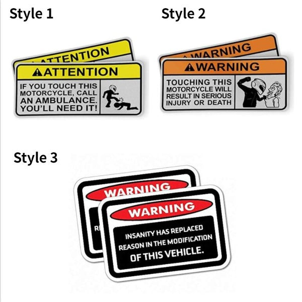 2X Touching This Motorbike Biker Sticker Warning Stickers Funny Safety Instructions Decals Car Bumper Window Motorcycle Helmet
