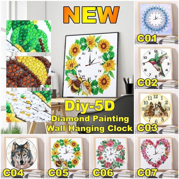 DIY 5D Special Shaped Diamond Painting Embroidery Clock Home Wall Hanging Clock Decor Crafts