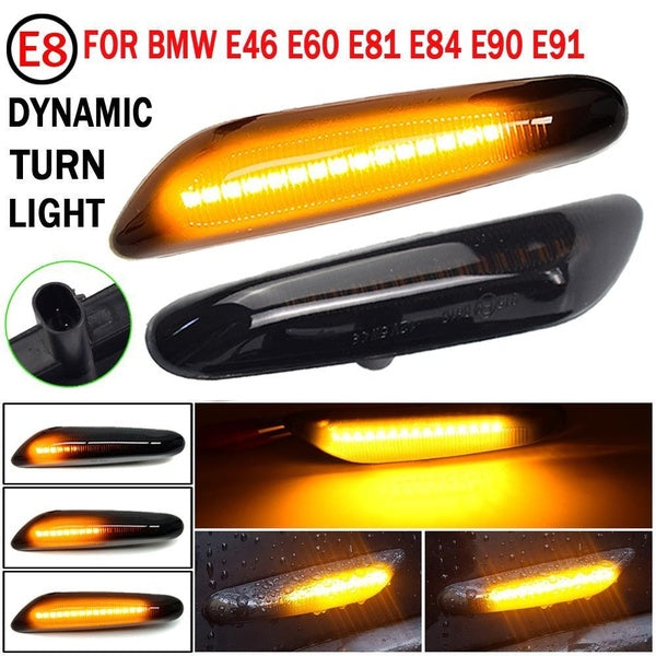 2pcs Dynamic LED Fender Light Side Marker for BMW E60 E61 E90 E91 E81 E84 E88 E92 E93 E82 E46 1 3 5 Series X1 2004 2010 Flasher