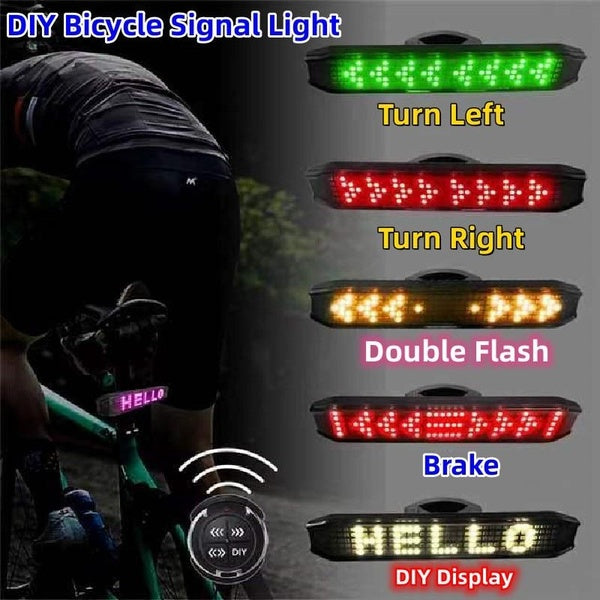 Wireless Remote Lights Bike DIY APP Control Display Turn Signal Rear Lamp LED Rechargeable Bike Wireless Bike Motorcycle Light Bluetooth APP Control