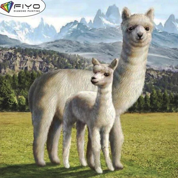 FIYO DIY 5D Alpaca Diamond Painting Full Drill with Number Kits Home and Kitchen Fashion Mosaic Diamond Painting Canvas Wall Decoration Gift Crafts f