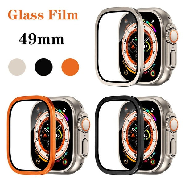 Screen Protector for Apple Watch Ultra 49mm HD Tempered Glass Film with Metal Frame Anti-Scratch Accessories for Iwatch Ultra 49mm Matron Inn