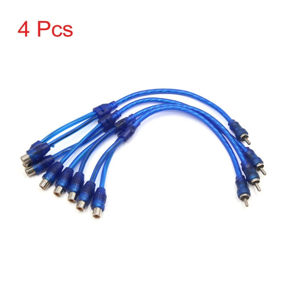 4 Pcs 12 Inch Long Male to 2 Female RCA Splitter Adapter Audio Y Cable Wire for Car