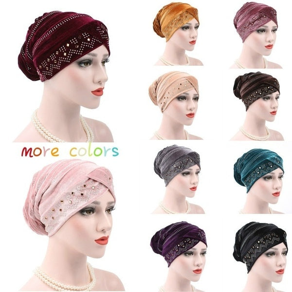 New Style Muslim Turban Pleuche Drill Cap Muslim Hijab Bonnet Caps Arab Soft Baggy Beanie Hat