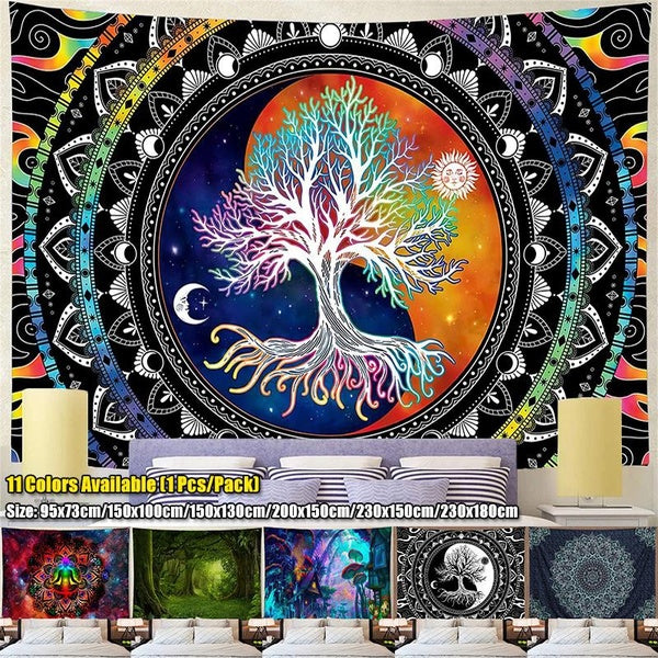 Home Room Decoration Tree of Life Tapestry Hippie Tapestry Black and White Tapestry Bohemian Mandala Tapestry Wall Decor Psychedelic Tapestry 11 Colo