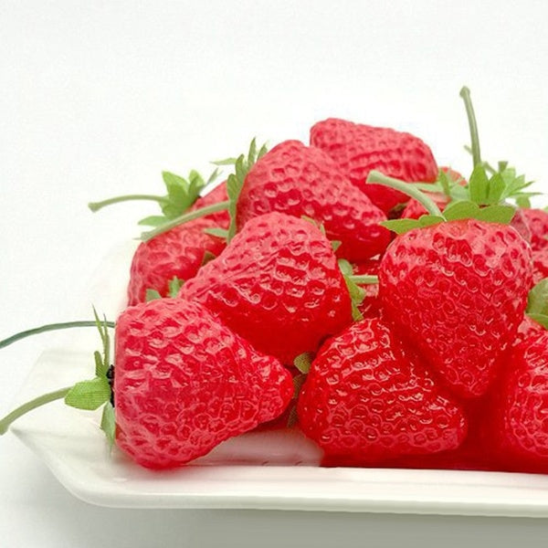 10Pc Plastic Artificial Strawberry Fruit Red Fake Fruit Display for Wedding Party Ornament Kitchen Home Foods Decor