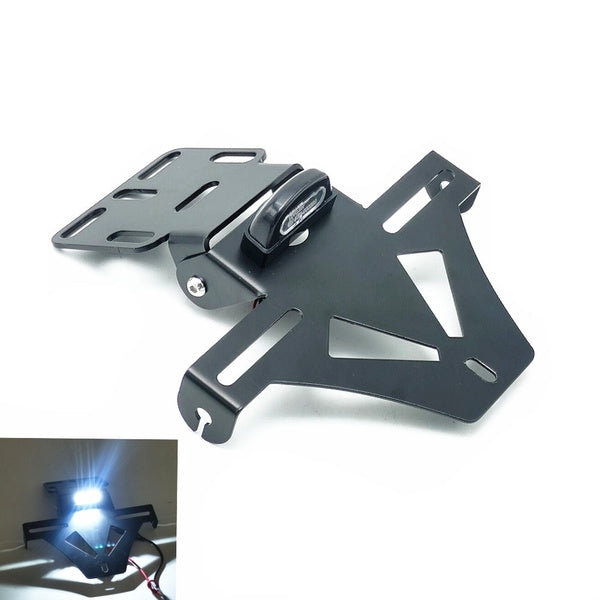 Support de support de plaque d'immatriculation de garde-boue de queue de moto avec lumière LED Dirt bike Cruiser Chopper Cafe Racer Old School