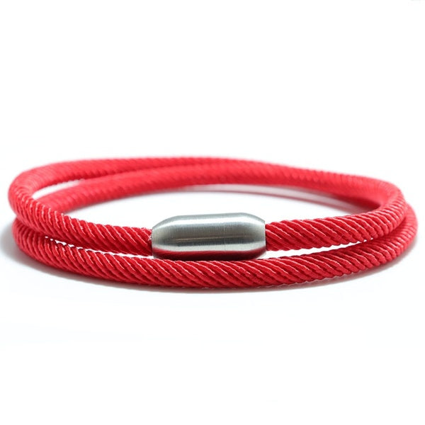 Simple Multilayer Red String Bracelet Charms Stainless Steel Magnetic Rope Braclet For Women Men Wristband Jewelry Pulseira