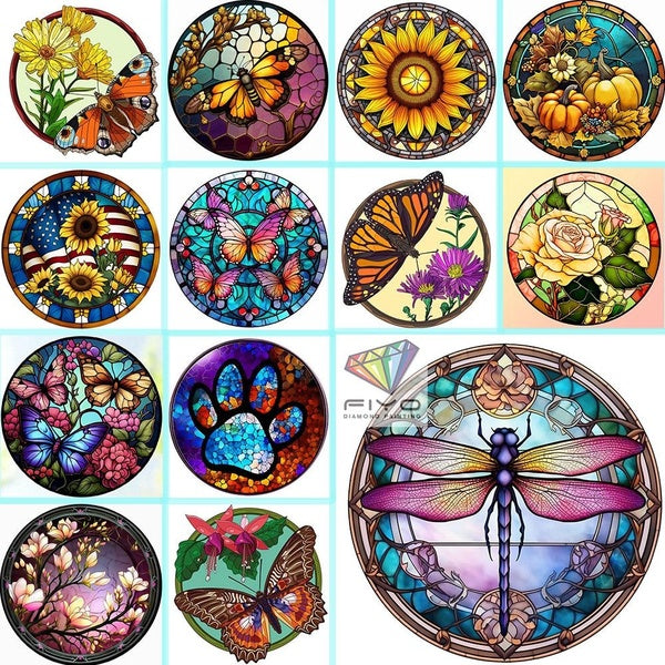 FIYO Colorful Flowers and Butterflies Diamond Painting Kits For Adults DIY 5D Diamond Mosaic Diamond Painting Home and Kitchen Fashion Canvas Picture