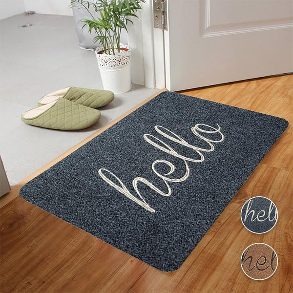 Hello Front Door Mat Welcome Mats Non-Slip Entryway Doormat Waterproof PVC Floor Mat Rugs Washable Bathroom Area Rug Carpet