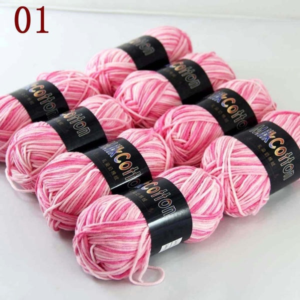 Sale New Lot of 8x50gr Balls Hand Cotton Lace Wool Yarn Crochet Shawl Scarf Knitting #01 Pink White # Professional sales of yarn, please pay attentio